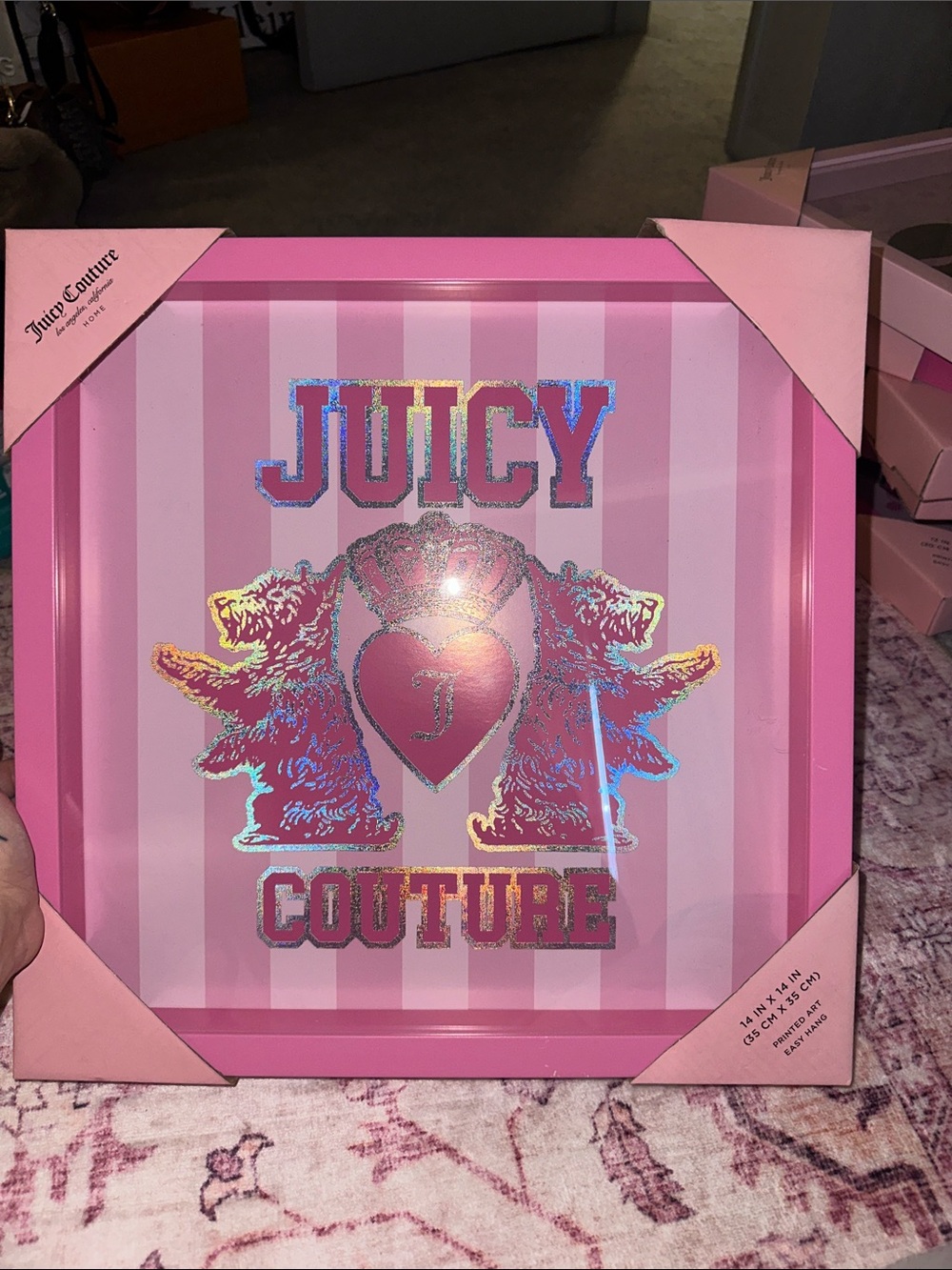 Juicy Couture Pink Holographic Crest Wall Art
